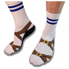 MunnyGrubbers - Socks and Sandals - Looks Like You are Wearing Sandals with Socks - Fashion Faux Pas or Pinnacle of Fashion? - Design Woven & Machine Washable - Funny Silly Joke Socks for Men - Sandal Socks
