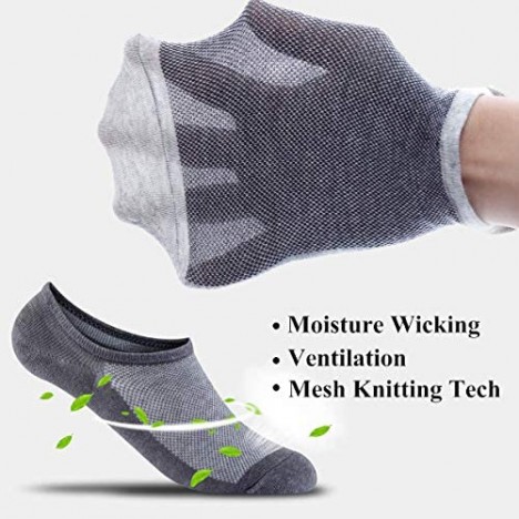No Show Low Cut Socks Mens Cotton Casual Invisible Mesh Non-slip Durable Breathable Socks