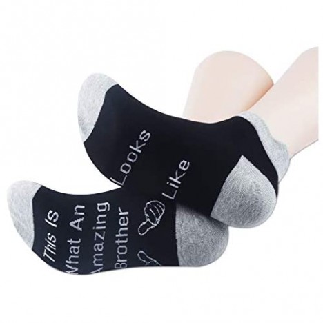 PXTIDY Funny Brother Socks This Is What An Amazing Brother Looks Like Socks Gift for Brother Awesome Brother Gifts