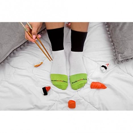 Rainbow Socks - Men's Women's - Sushi Socks Box Tamago Cucumber Maki Tuna - 3 Pairs