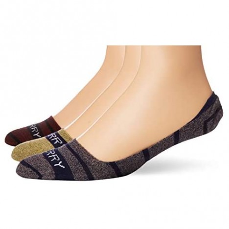 Sperry Top-sider Men's Stripe Liner 3-Pair Socks Brick Marl Assorted M/L