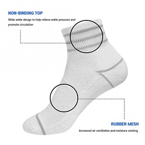 Tom & Mary Men’s Non-Binding Ankle Cotton Crew Socks Circulation Ankle Swelling Full Double Cushioned (6-Pack)