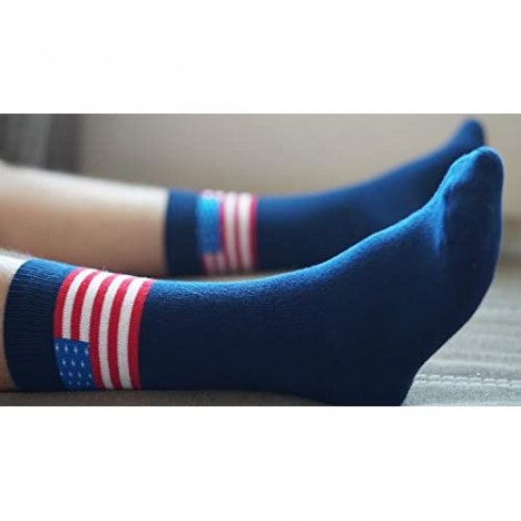 Trump America USA Flag Socks - Father's Day Gifts for Dad Grandfather Presents - Blue Terry