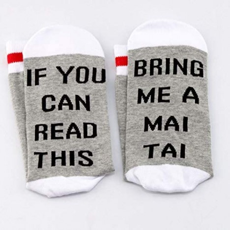 TSOTMO 2 Pairs Mai Tai Gift Novelty Socks for Mai Tai Lover If You Can Read This Bring Me a Mai Tai Scoks