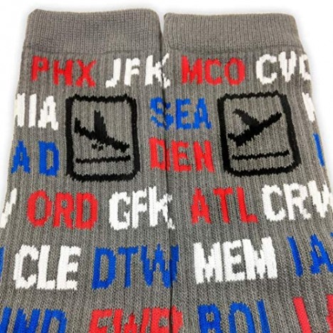 USA Airport Codes Aviation-Themed Premium Crew Socks 1-Pair