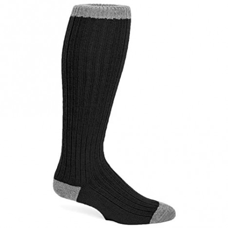 Warrior Alpaca Socks - Unisex Colorblock Long John Alpaca Wool Socks (X-Large Black/Gray)