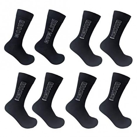 Groomsmen Socks Set of 8. Includes Groom Socks Best Man Socks and 6 Groomsmen Socks. Men Wedding Dress Socks Perfect for Groomsmen Proposal.