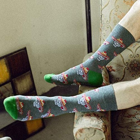 Men's Fun Dress Socks Patterned Crew Colorful Funky Fancy Novelty Funny Casual Socks for Men