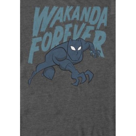 Black Panther Wakanda Forever Cartoon Quote Short Sleeve Graphic T-Shirt