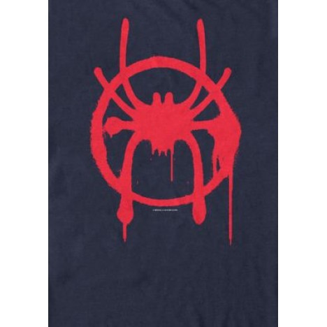 Spider Man Into the Spider Verse Miles Splatter Symbol Short Sleeve Graphic T-Shirt
