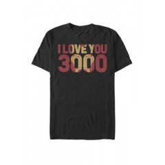 The Avengers Endgame Iron Man I Love You 3000 Text Fill Short Sleeve Graphic T-Shirt