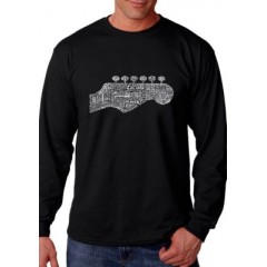 Word Art Long Sleeve Graphic T-Shirt - Guitar Head