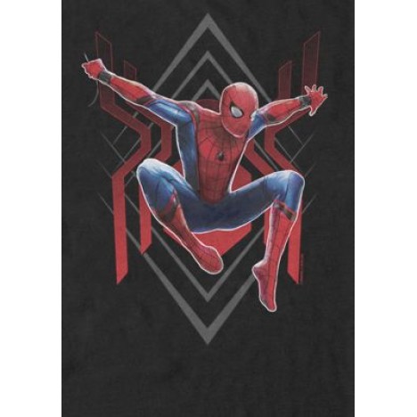 Spider Man Far From Home Geometric Jumping Portrait Short Sleeve Graphic T-Shirt
