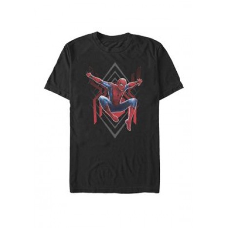 Spider Man Far From Home Geometric Jumping Portrait Short Sleeve Graphic T-Shirt