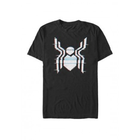 Spider Man Far From Home Glitch Chest Logo Short Sleeve Graphic T-Shirt