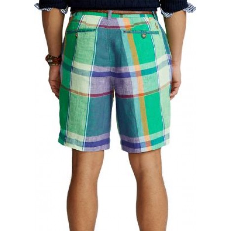 9 Inch Classic Fit Linen Madras Shorts
