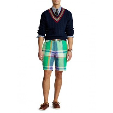 9 Inch Classic Fit Linen Madras Shorts