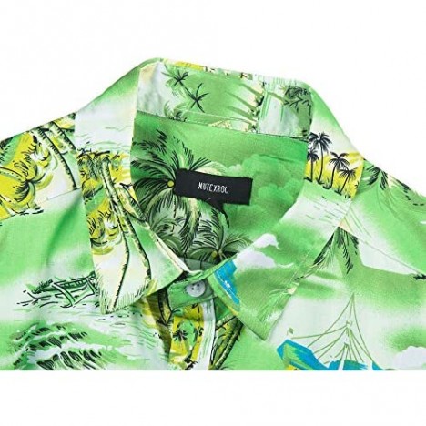AVANZADA Men's Short Sleeve Hawaiian Shirt Cotton Button Down Shirts Palm Tree Printed Beach Wear Party Casual Holiday