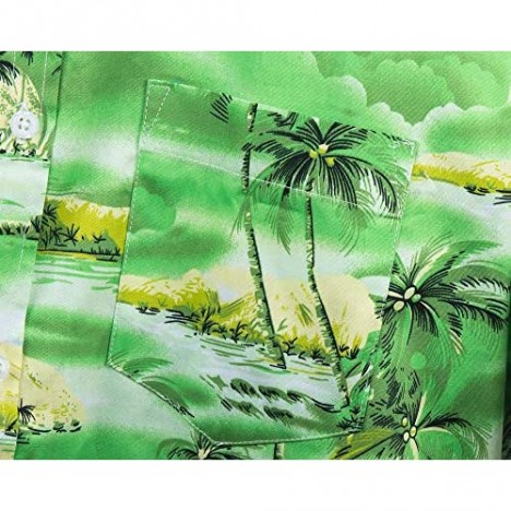 AVANZADA Men's Short Sleeve Hawaiian Shirt Cotton Button Down Shirts Palm Tree Printed Beach Wear Party Casual Holiday