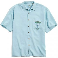 Bamboo Cay Par and Bar Mens Short Sleeve Embroidered Button Down Shirt Blue XL