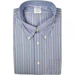 Brooks Brothers Men's Regent Fit All Cotton Pocket Non Iron Button Down Shirt Mixed Striped