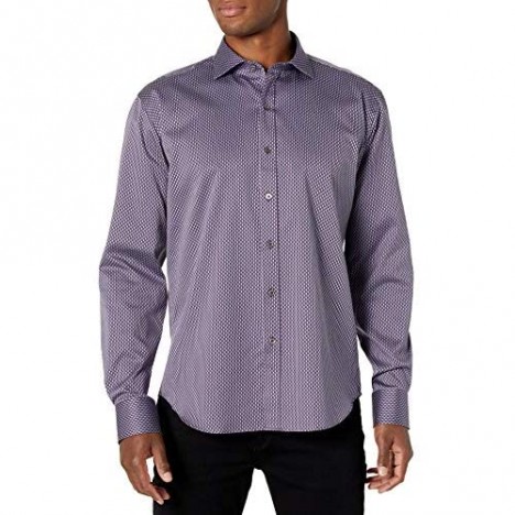 Bugatchi Men's Long Sleeve Spread Button Down Shaped Woven
