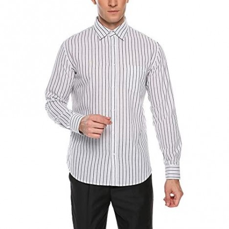 COOFANDY Mens Classic Casual Vertical Striped Slim Fit Long Sleeve Dress Shirts