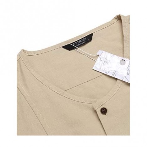 COOFANDY Men's Cotton Linen Shirt Loose Fit Short Sleeve Button Down Shirt Summer Beach Casual Shirt Blouse Tops