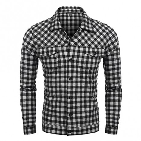 COOFANDY Men's Fashion Long Sleeve Plaid Shirt Business Casual Regular Fit Button Down Shirts