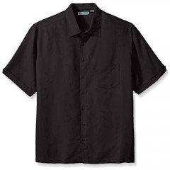 Cubavera Men's Short Sleeve Tonal Floral Jacquard Woven Shirt with Pocket