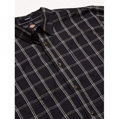 Dickies Men's Long Sleeve Relaxed Fit Western Plaid Shirt Big
