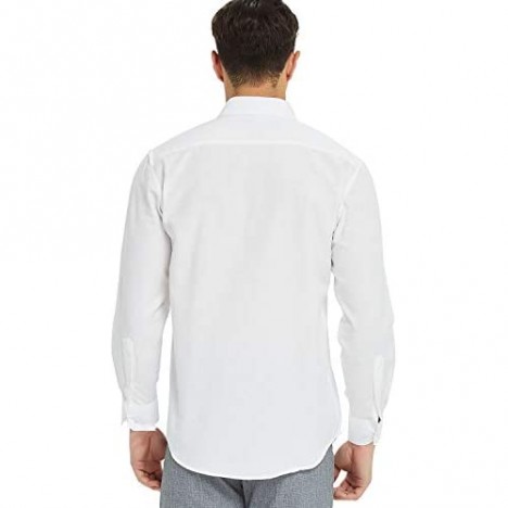 Ebind Men Oxford Shirts Casual Long Sleeve Solid Plain Button Down Shirt