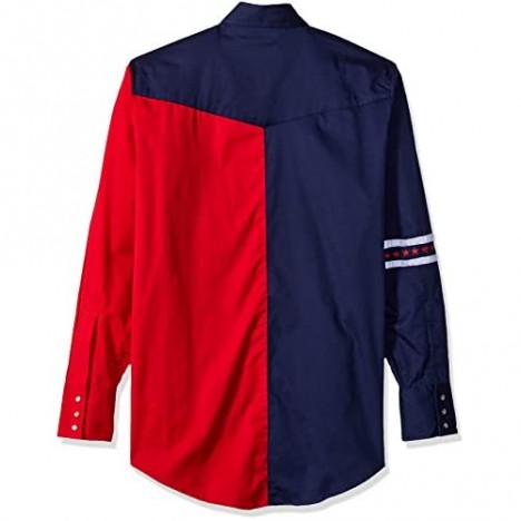 ELY CATTLEMAN Men's Long Sleeve Patriotic Colorblock Shirt