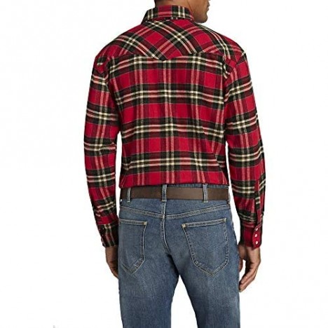 ELY CATTLEMAN Men's Long Sleeve Western Brawny Flannel Shirt Red Plaid X-Large