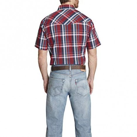 ELY CATTLEMAN Men's Tall Size Short Sleeve Classic Western Plaid Shirt