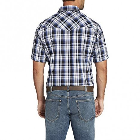 ELY CATTLEMAN Men's Tall Size Short Sleeve Shirt Blue Plaid XLT
