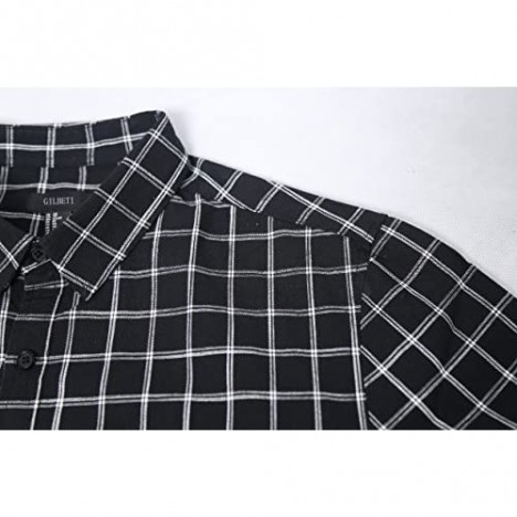 GILBETI Men's Casual Plaid Short Sleeve Button Down Shirts