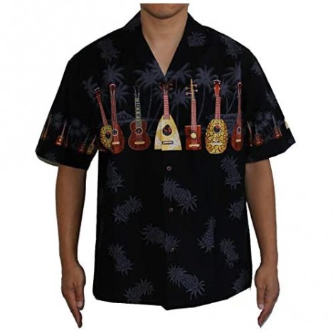 Hawaiian Men's Ukulele Aloha Shirt