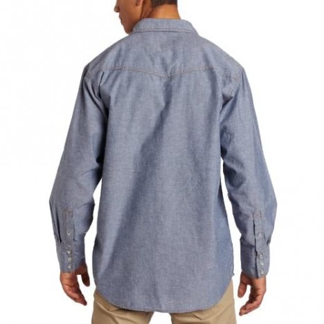 Key Industries Men's Long Sleeve Western snap pre-Washed Chambray Shirt