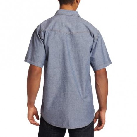 Key Industries Men's Short Sleeve Western snap pre-Washed Chambray Shirt