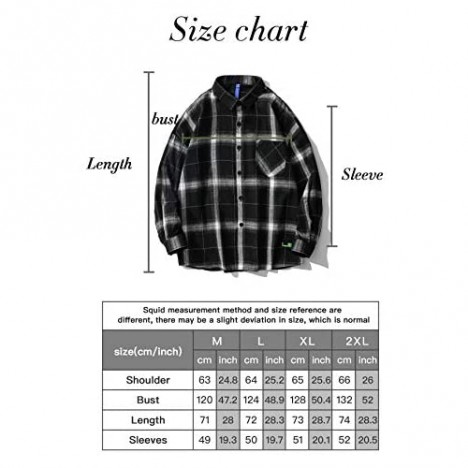 Men's Casual Plaid Shirts Long Sleeve Regular Fit Button Down Top