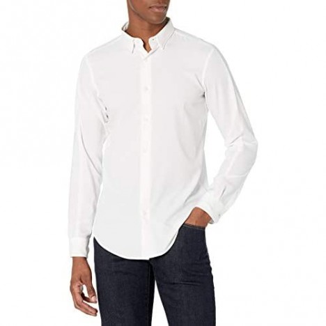 Perry Ellis Men's Big & Tall Motion Slim Fit Crosshatch Long Sleeve Button-Down Stretch Shirt