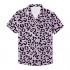 PinUp Angel Funky Hawaiian Shirt Men Short Sleeve Leopard Polka Dots Print Button Down Top Tee