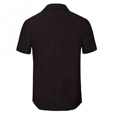 PJ PAUL JONES Mens Short Sleeve Linen Shirts Summer Casual Camp Collar Button Down Linen Shirt