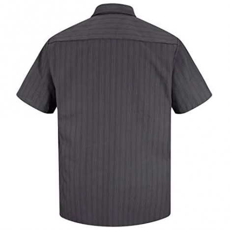 Red Kap Men's Industrial Stripe Work Shirt Charcoal with Blue/White Stripe Short Sleeve