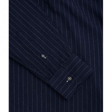 UNTUCKit Meridian - Untucked Shirt for Men Long Sleeve Navy & White Pinstripe Flannel