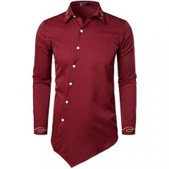 VATPAVE Mens Slim Fit Embroidered Shirts Long Sleeve Button Down Casual Shirts