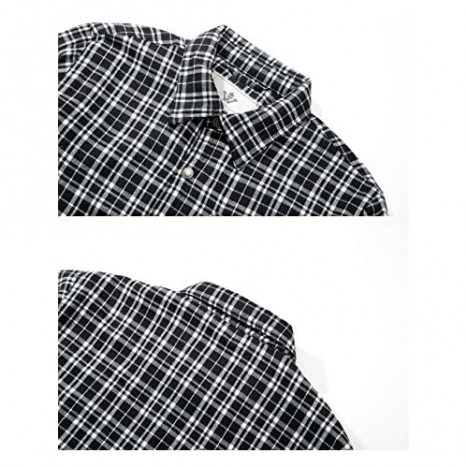 WenVen Men's Plaid Flannel Thermal Lined Button Down Shirt Jacket