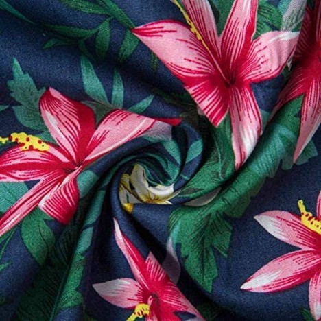 XI PENG Men's Hawaiian Shirt Floral Print Casual Cotton Button Down Short Sleeves Aloha Beach Shirt