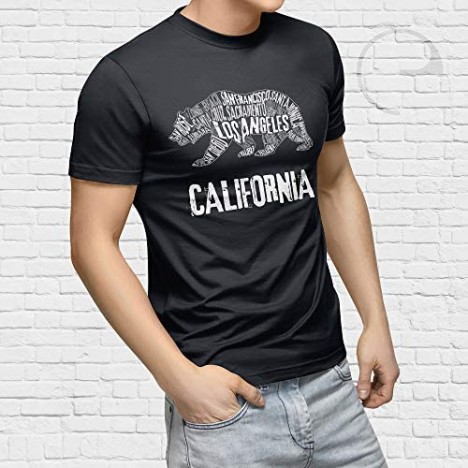 California Republic Mens T Shirt Vintage Cali Bear Crew Neck Tshirt for Men and Women